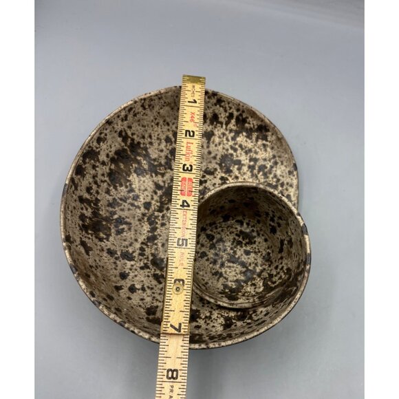 Handmade Ceramic Chip Dip Bread Oil Plate Speckled‎ Brown Pottery Swirl - Picture 6 of 6